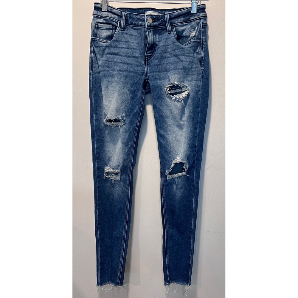 Kancan Signature Low Rise Skinny Ripped‎ Distressed Jeans Women's Size 26